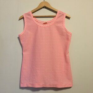 70s Vintage Cotton Candy Pink & White Knit Tank Top